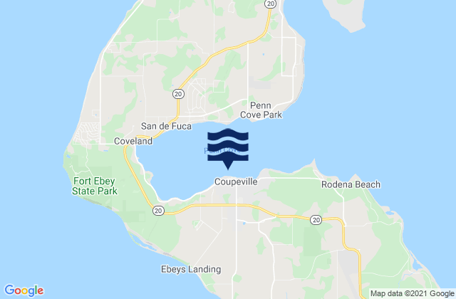 Karte der Gezeiten Coupeville (Penn Cove Whidbey Island), United States