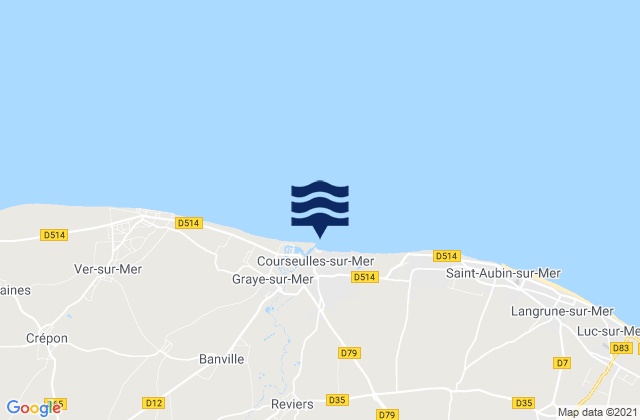 Karte der Gezeiten Courseulles-sur-Mer, France