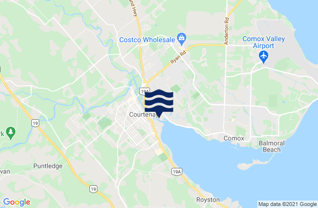 Karte der Gezeiten Courtenay, Canada