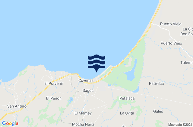 Karte der Gezeiten Coveñas, Colombia