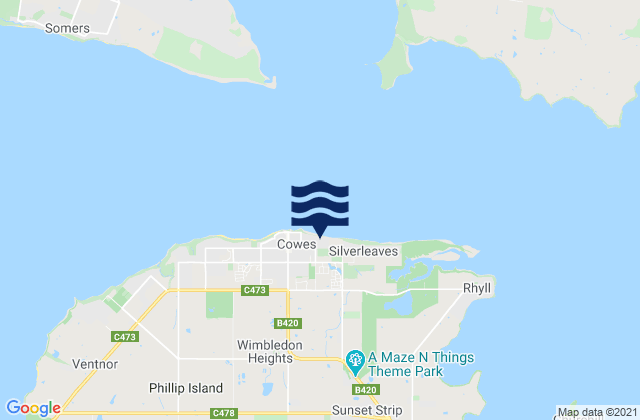 Karte der Gezeiten Cowes Jetty, Australia