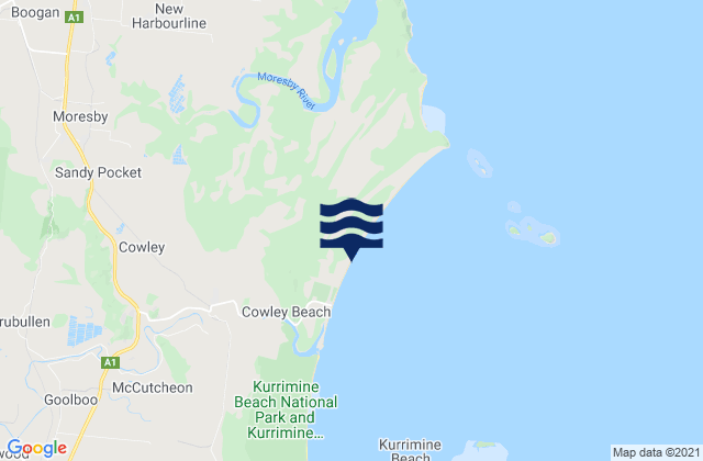 Karte der Gezeiten Cowley Beach, Australia
