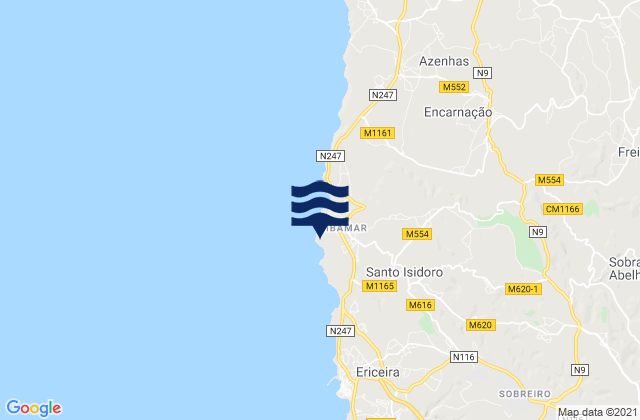 Karte der Gezeiten Coxos, Portugal