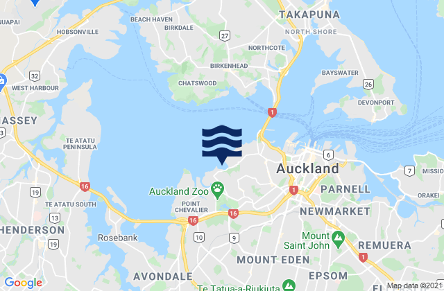 Karte der Gezeiten Coxs Bay, New Zealand