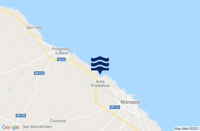 Karte der Gezeiten Cozzana, Italy