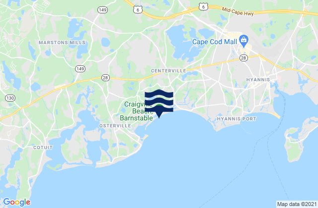 Karte der Gezeiten Craigville Beach, United States