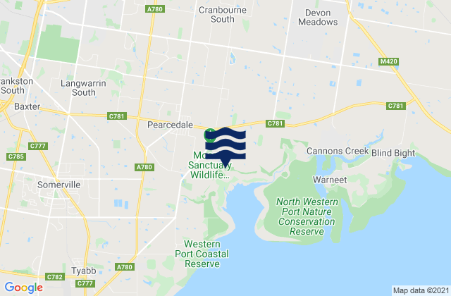 Karte der Gezeiten Cranbourne South, Australia