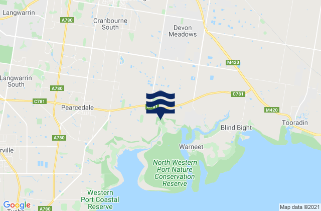 Karte der Gezeiten Cranbourne West, Australia