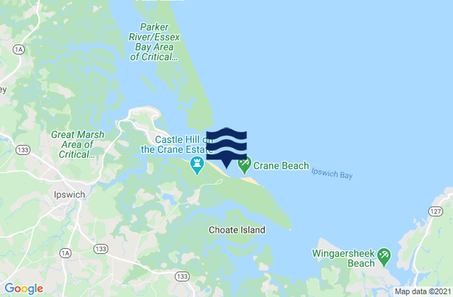 Karte der Gezeiten Crane Beach, United States
