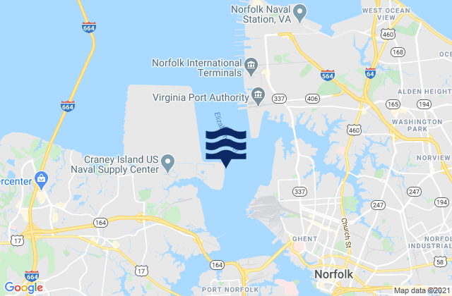Karte der Gezeiten Craney Island Light, United States