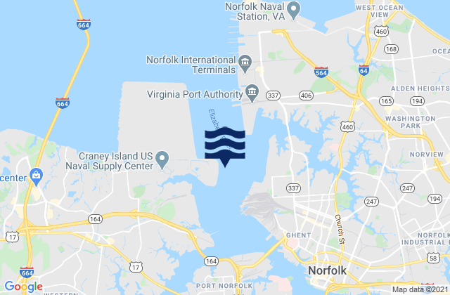 Karte der Gezeiten Craney Island Reach, United States