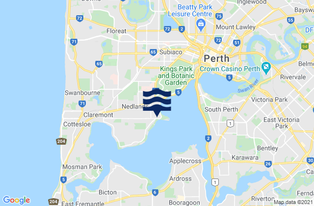Karte der Gezeiten Crawley, Australia