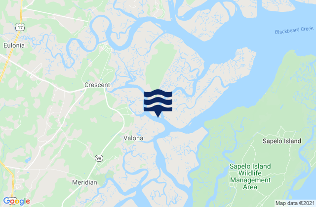 Karte der Gezeiten Creighton Narrows Entrance (Crescent River), United States