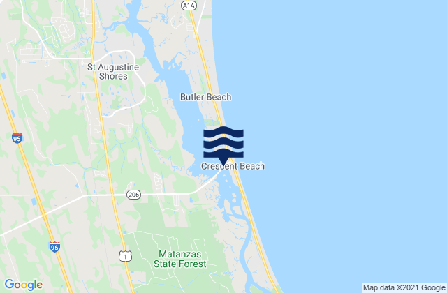 Karte der Gezeiten Crescent Beach Matanzas River, United States