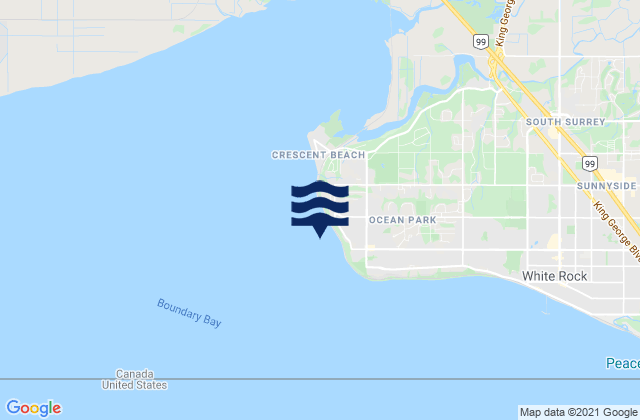 Karte der Gezeiten Crescent Beach, Canada