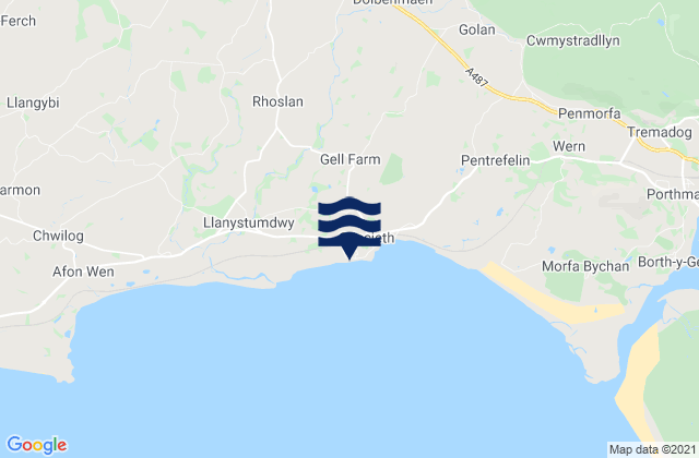 Karte der Gezeiten Criccieth Castle Beach, United Kingdom