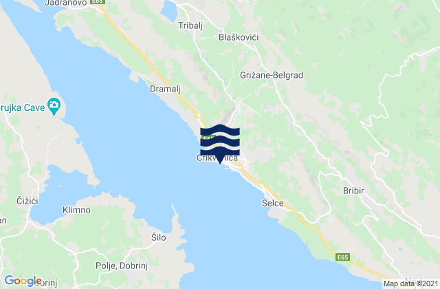 Karte der Gezeiten Crikvenica, Croatia