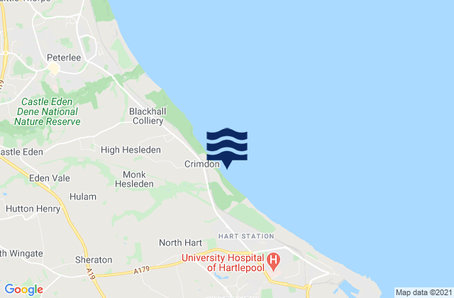 Karte der Gezeiten Crimdon Park Beach, United Kingdom