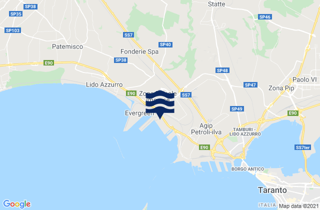 Karte der Gezeiten Crispiano, Italy