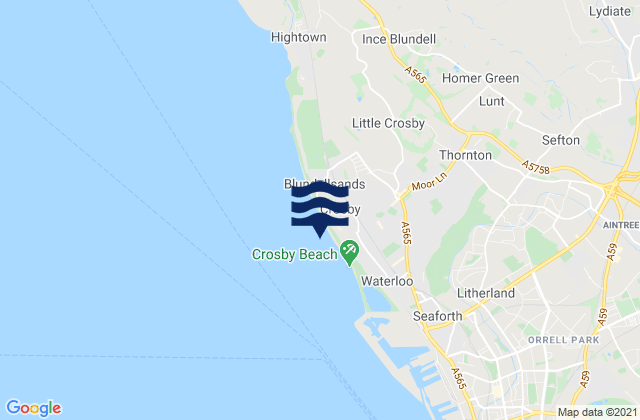 Karte der Gezeiten Crosby Beach, United Kingdom