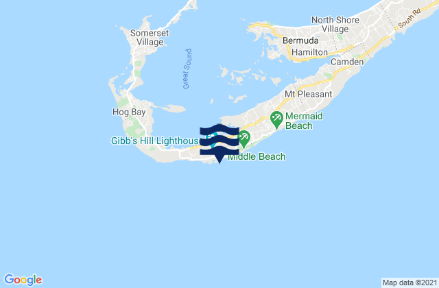 Karte der Gezeiten Cross Bay Beach, Bermuda