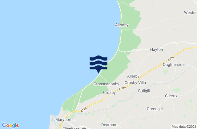 Karte der Gezeiten Crosscannonby Beach, United Kingdom