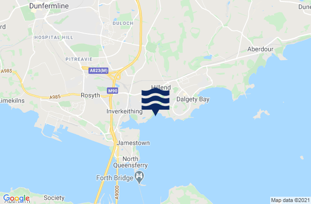 Karte der Gezeiten Crossgates, United Kingdom
