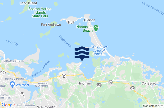 Karte der Gezeiten Crow Point Hingham Harbor Entrance, United States