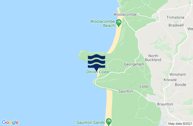 Karte der Gezeiten Croyde Bay Beach, United Kingdom