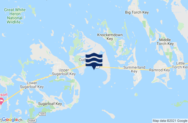 Karte der Gezeiten Cudjoe Key (Cudjoe Bay), United States