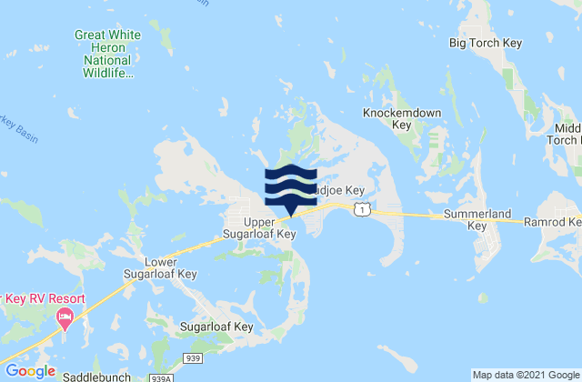 Karte der Gezeiten Cudjoe Key (Pirates Cove), United States