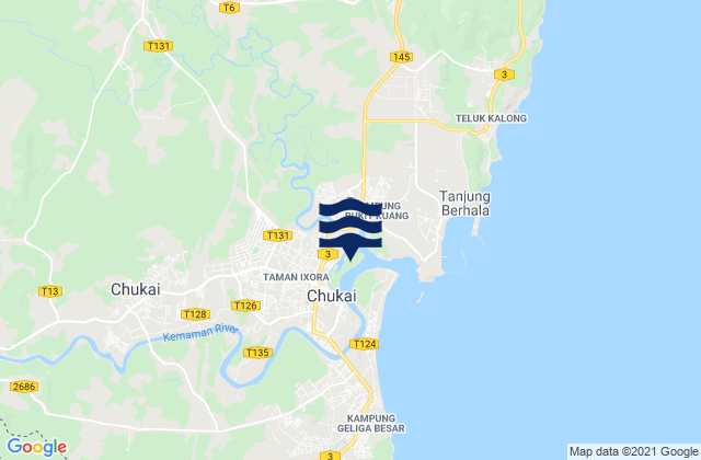 Karte der Gezeiten Cukai, Malaysia