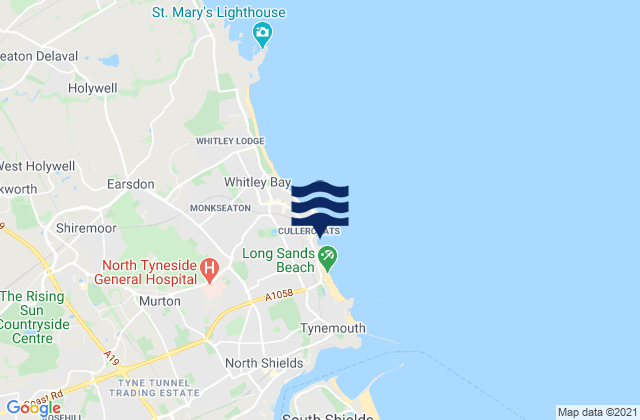 Karte der Gezeiten Cullercoats Beach, United Kingdom