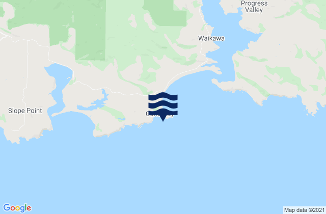 Karte der Gezeiten Curio Bay, New Zealand