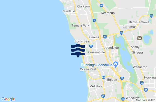 Karte der Gezeiten Currambine, Australia
