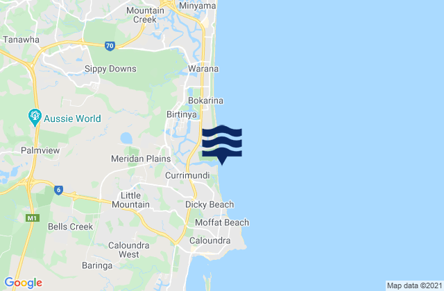 Karte der Gezeiten Currimundi Beach, Australia