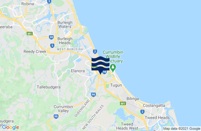 Karte der Gezeiten Currumbin Point, Australia