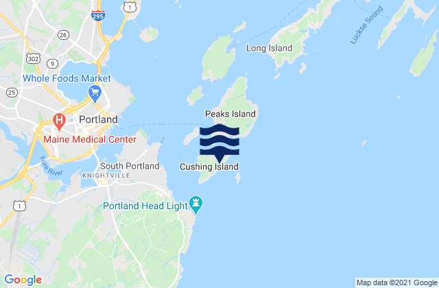 Karte der Gezeiten Cushing Island, United States