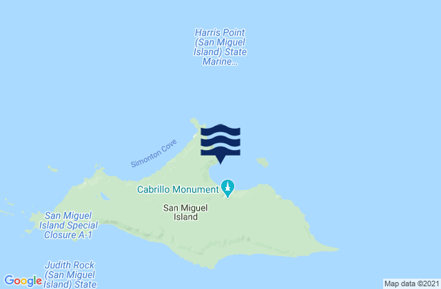 Karte der Gezeiten Cuyler Harbor San Miguel Island, United States
