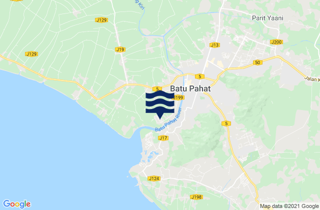 Karte der Gezeiten Daerah Batu Pahat, Malaysia