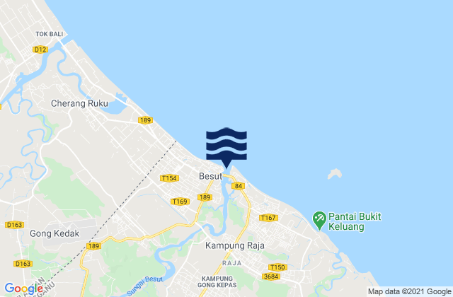 Karte der Gezeiten Daerah Besut, Malaysia