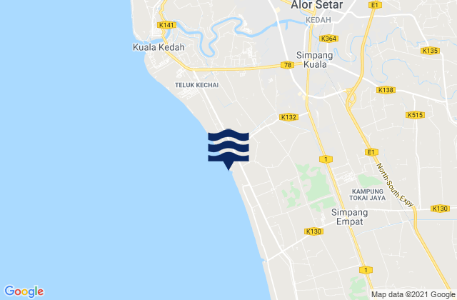 Karte der Gezeiten Daerah Kota Setar, Malaysia