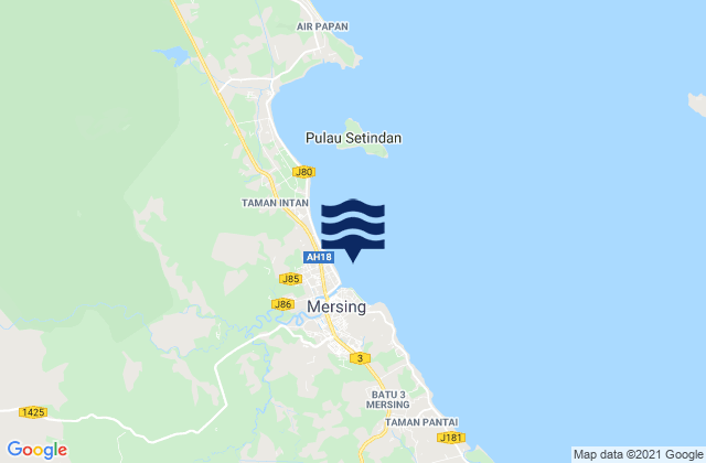 Karte der Gezeiten Daerah Mersing, Malaysia