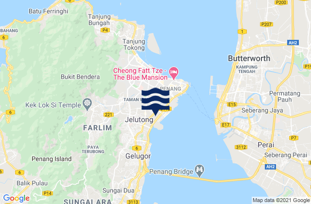 Karte der Gezeiten Daerah Timur Laut, Malaysia