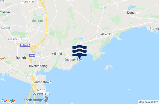 Karte der Gezeiten Dalgety Bay Beach, United Kingdom