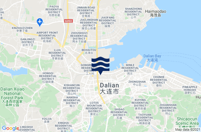 Karte der Gezeiten Dalian, China