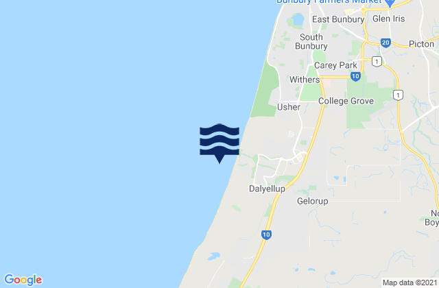 Karte der Gezeiten Dalyellup Beach, Australia