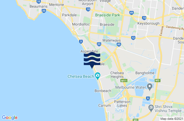 Karte der Gezeiten Dandenong, Australia