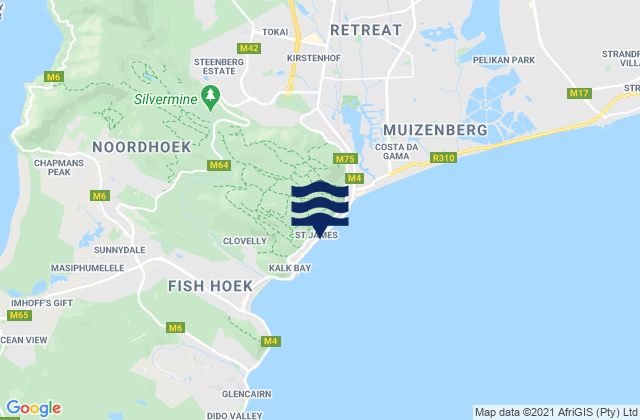 Karte der Gezeiten Danger Beach, South Africa