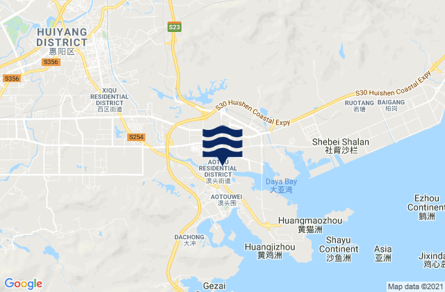 Karte der Gezeiten Danshui, China